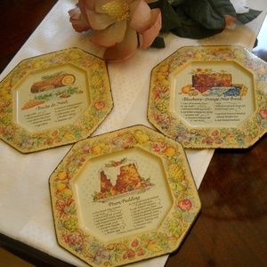 3 Vintage Avon 1982 Holiday Recipe Tin Plates
